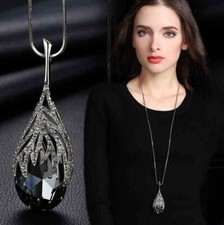 Lady Fashion Rhinestone Drop Long Chain Smart Opera Necklace Christmas Gift Box