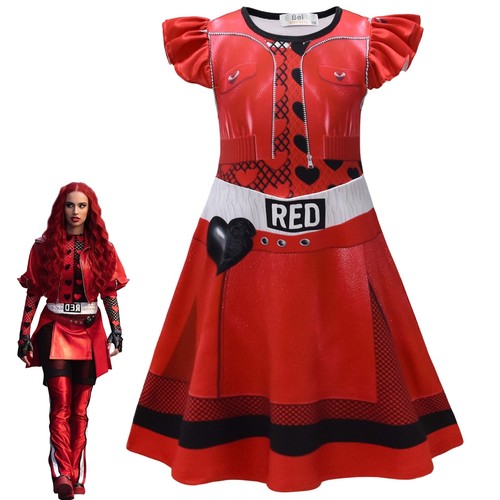 Descendants 4 Audrey Mal Costume Evie Mal Dress Girl Halloween Book Week Cosplay - Picture 32 of 45