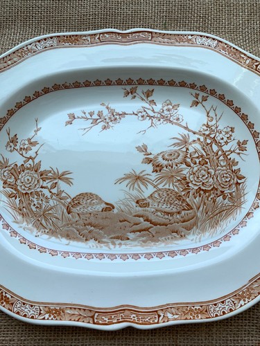 Vintage Furnivals England braune Wachtel oval 13,25" Platte - Bild 2 von 4
