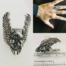 Eagle Bike Ring - Sterling Silver plated oxidised - Royal Biker PowerFul Charm