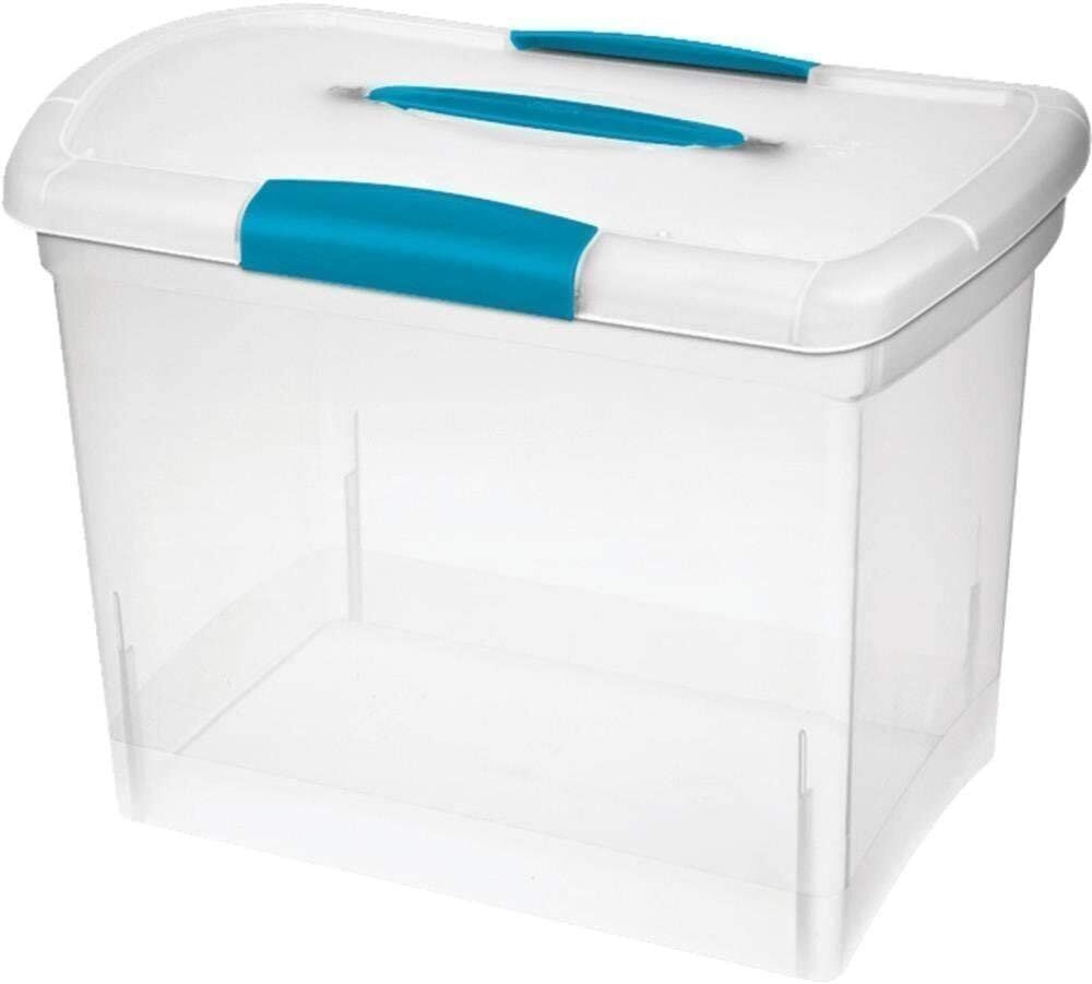 Sterilite 18 gal. Latch and Carry Tote (6-Pack), Clear Bottom with True Blue Lid and Blue Aquarium Latches