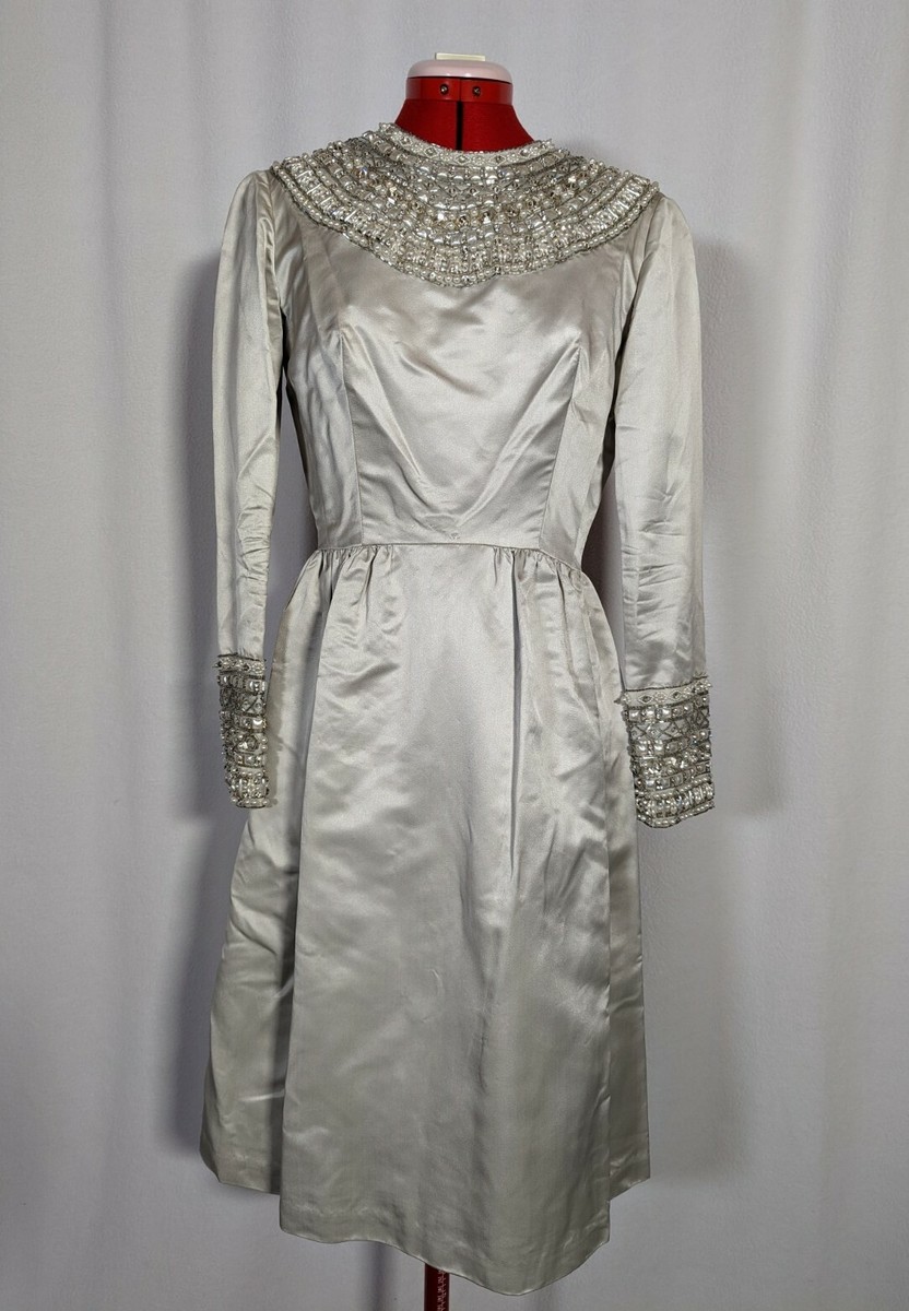 Amen Wardy Vintage 50s El Paso Texas Silver Beaded Sequin Pearl