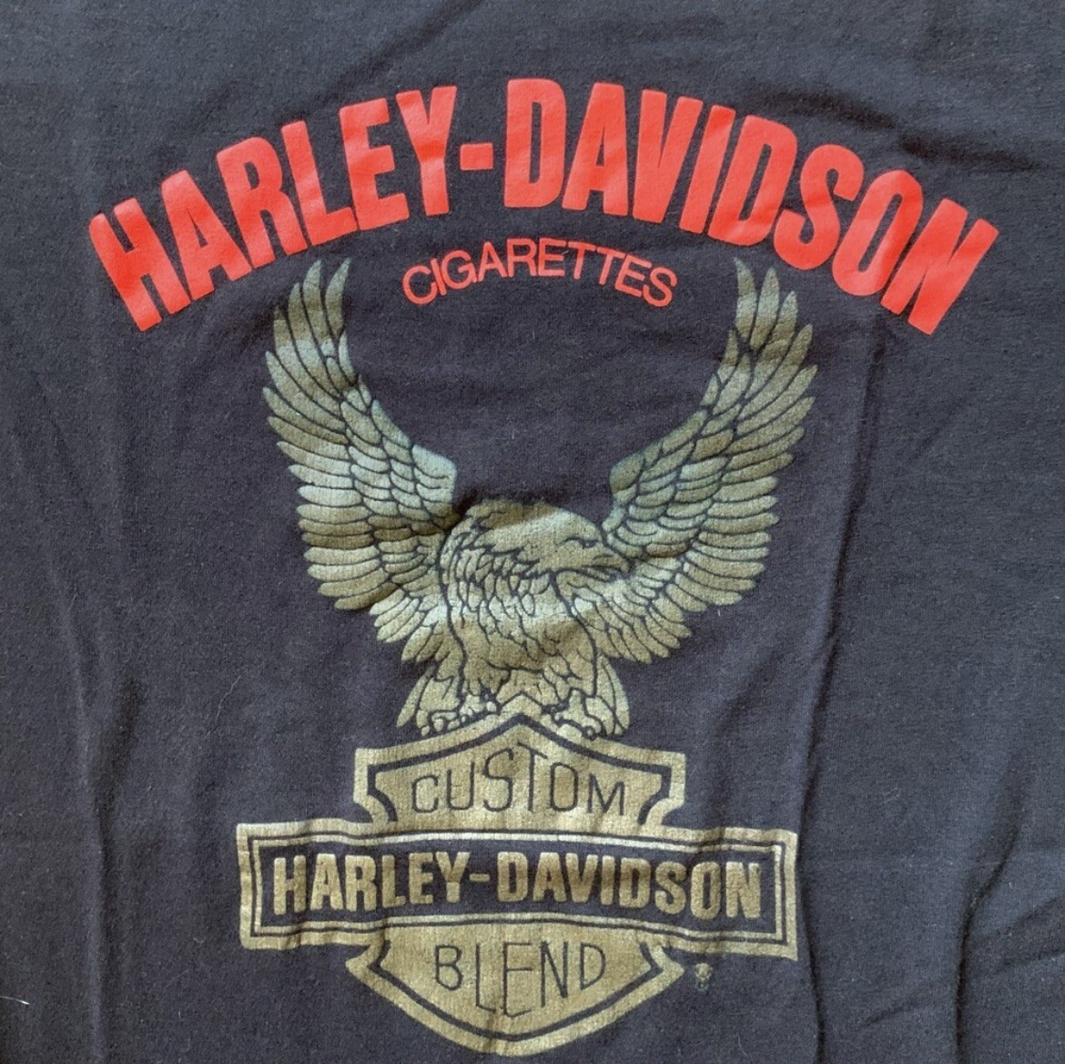 Rare Vintage 1986 Harley Davidson Brand Cigarettes Shirt In Black And Gold image 2