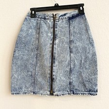 Vintage Y2K Zip Front Switch USA 90s Blue Jean Mini Skirt