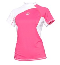 Bare Women's Short Sleeve Watershirt Rash Guard 50 SPF UV PINK XL Swim Surf