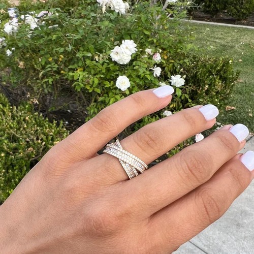 Full Eternity Wedding Ring Band 3ct Baguette Cut Diamond 14k White Gold Over - Picture 4 of 7