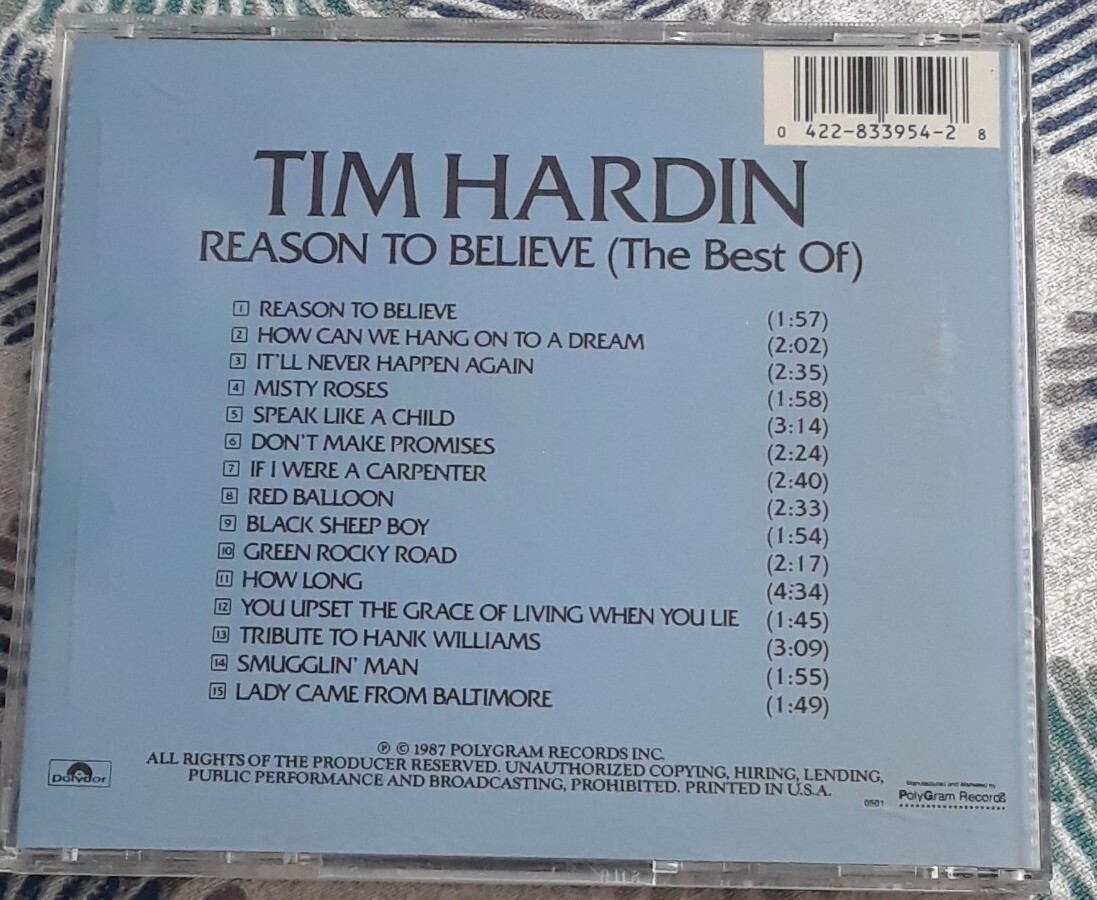 Reason to Believe (The Best Of) by Tim Hardin (CD, Jan-1987, Polydor ...
