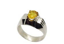 Natural Eye Clean Deep Yellow Sapphire Sterling Silver 925 Handmade Women Ring