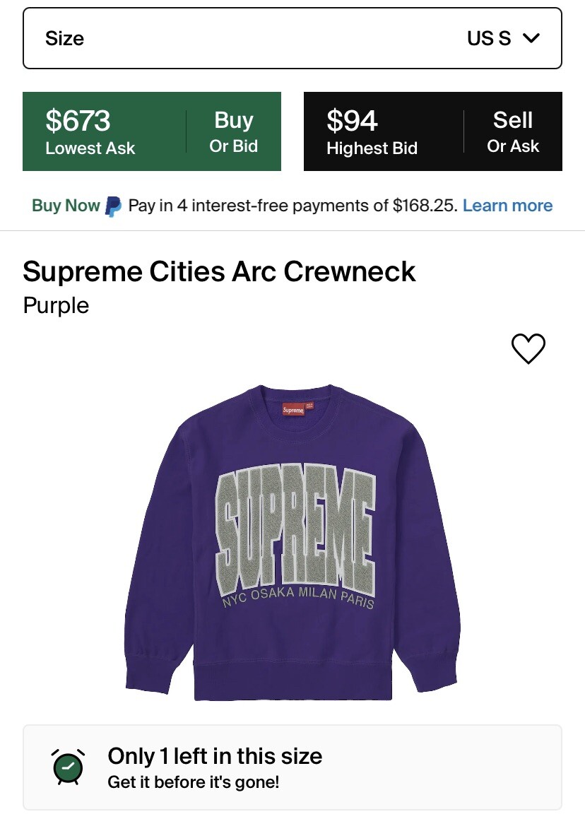Supreme Cities Arc Crewneck Small Brand New In Package Rare Supreme Cities Arc Crewneck Small Brand New In Package Rare