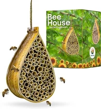 SunVara Wild Pollinator Mason Bee Habitat Garden Bee House Hanging Bee House