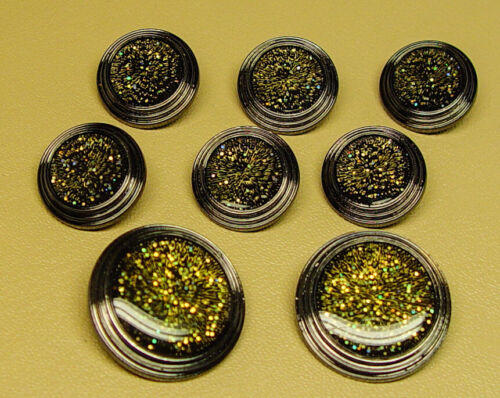 Unknown Brand Set of 8 Acrylic Face MultiColor Glitter Starburst Plastic Button - Picture 4 of 10
