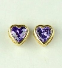 2Ct Heart Cut Lab-Created Amethyst Solitaire Heart Shape Stud Earring 925 Silver