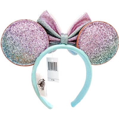 New Disney Parks pink and mint Minnie Mouse Ears NEW Disney Parks Mint Green & Pink Bow Mickey Minnie Sequin  main image 4