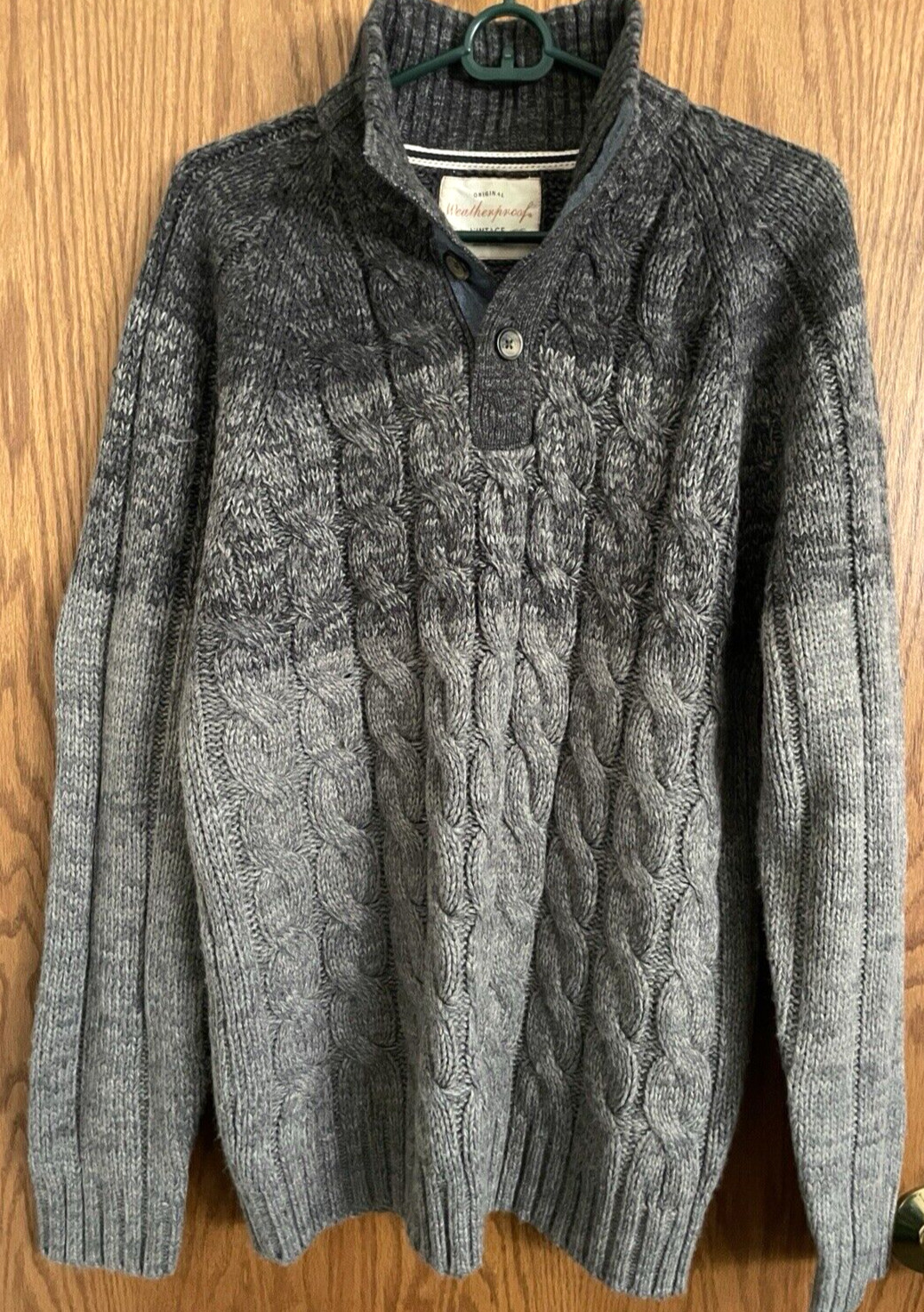 Weatherproof Gray Pullover Cable-knit Sweater Moc… - image 1