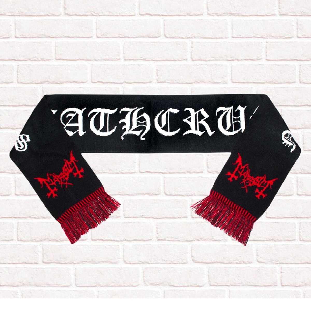 Mayhem Deathcrush embroidered scarf. True Norwegian Black Metal