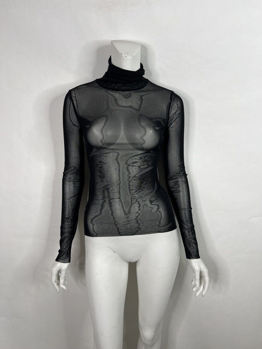 Vtg JEAN PAUL GAULTIER BLACK LONG SLEEVE MESH TOP S | eBay