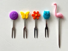 30 Pieces Stainless Steel Reusable Silicone Themed Party Picks Pick Collection