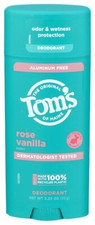 Tom's of Maine Rose Vanilla Deodorant Stick 3.25 oz  Natural, Aluminum-Free