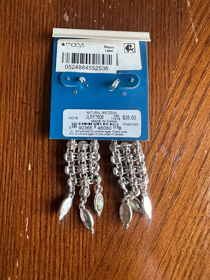 Novo com etiquetas! Brincos pendurados longos e cintilantes com várias correntes Lucky Brand. Acentos azuis - Imagem 4 de 4