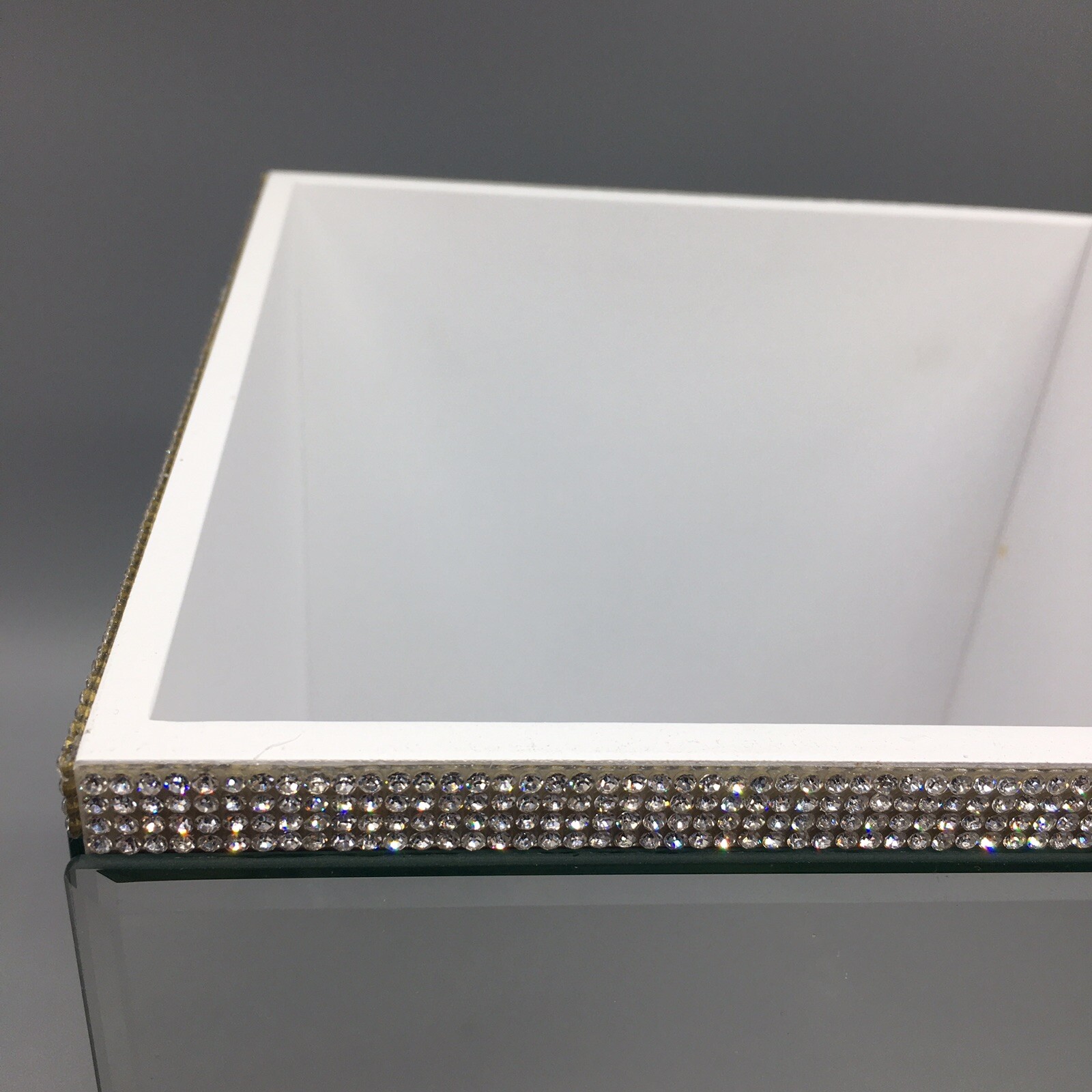 Bella Lux Mirror Rhinestone Stripe Wastebasket Trash Can Bathroom