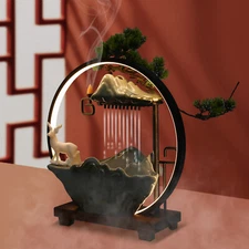 Desktop Water Fountain Indoor Waterfall with Atomizer & LED Table Decor Fountain