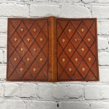 8 X 6” Vintage Book Cover Red Leather Gilt Embossed
