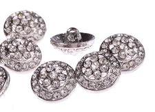 CraftbuddyUS DB10 15S 10pcs Diamante Faceted Crystal Button Silver Rhinestone
