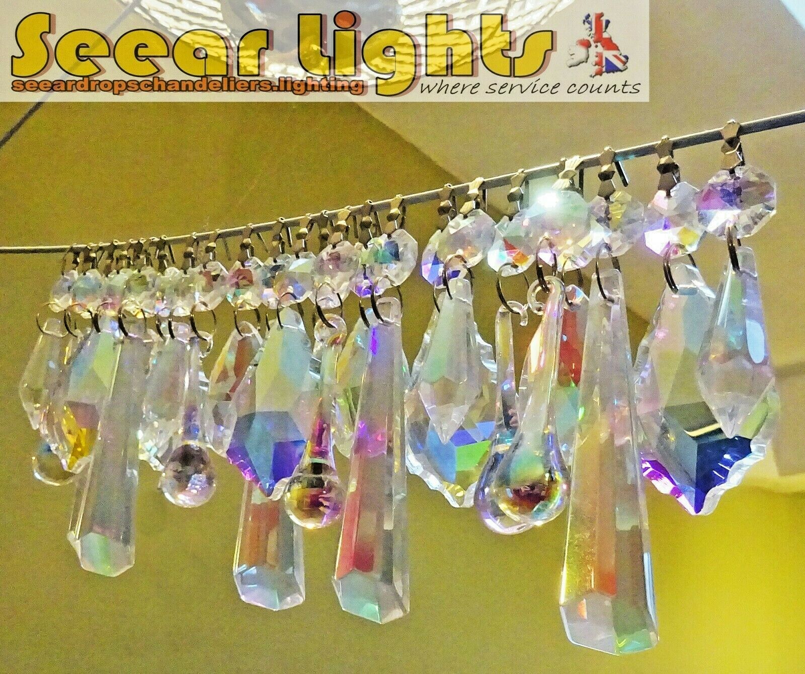 AURORA BOREALIS AB CHANDELIER DROPLETS CRYSTALS GLASS WEDDING DROPS