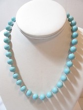 LIGHT BLUE BEADED VINTAGE PLASTIC BEAD NECKLACE