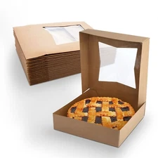 MT Products Pie Box - 9" x 9" x 2.5" Brown Bakery Boxes - Pack of 15