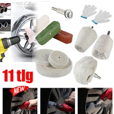 11-tlg Chrom-Alu Polierschwamm Polierpaste Felgen Auto Politur Für Akkuschrauber