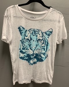 $69 NWT Chaser Brand Solid White Blue Tiger Graphic Burnt Out Soft T Shirt | eBay