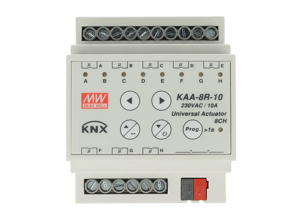 MeanWell KAA-8R-10 Attuatore KNX Universale Relay On/Off 8 Canali 10A Konnex Con