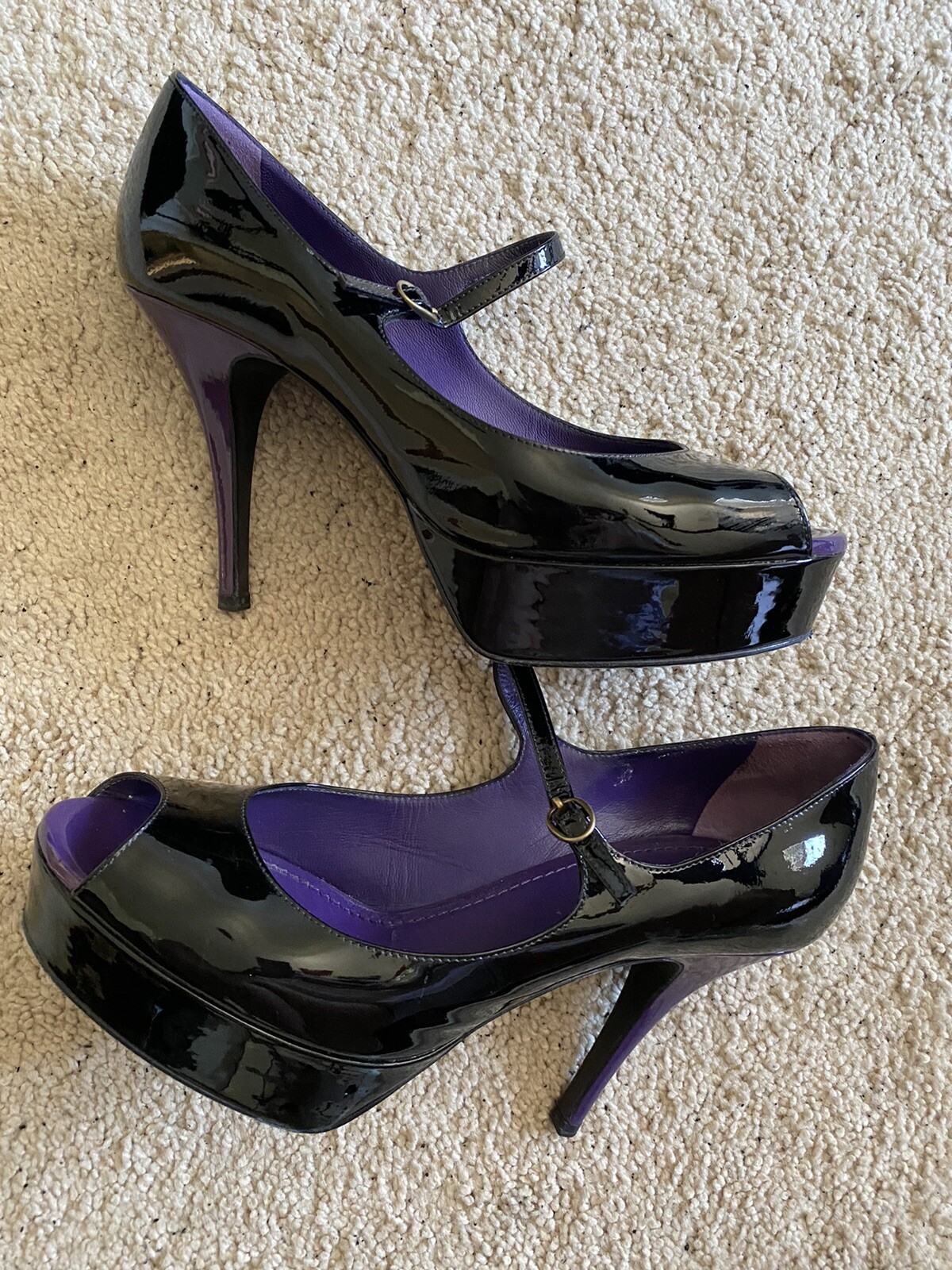 SAINT LAURENT YSL tribute tribtoo patent nero viola 38