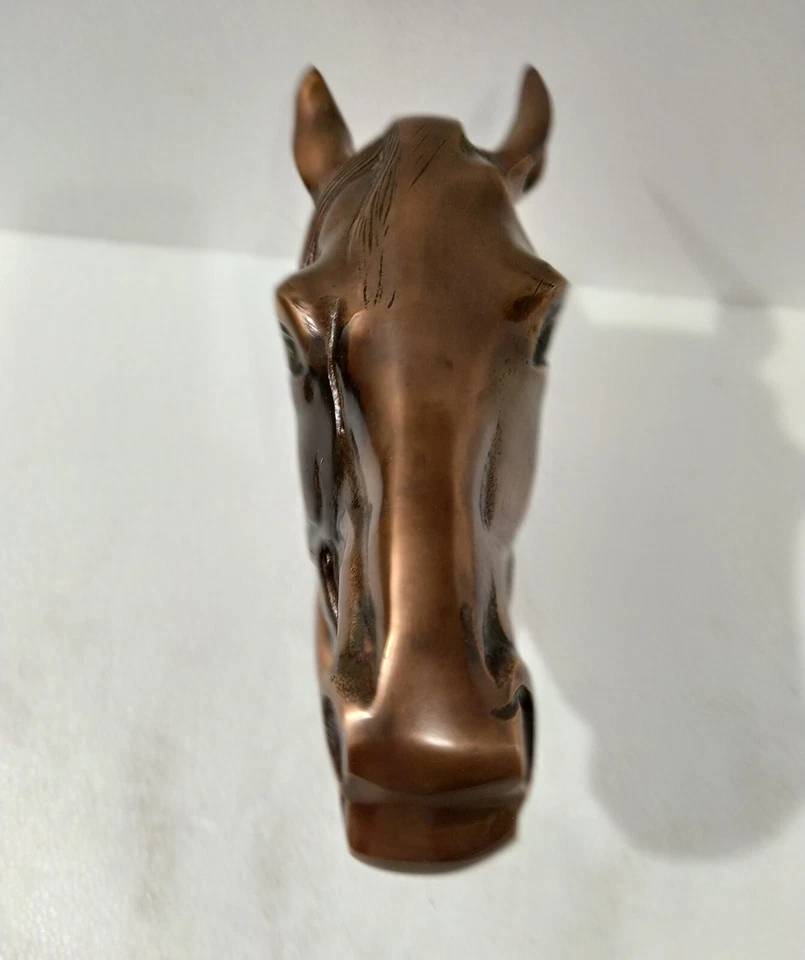 Escultura cabeza de caballo montaje en pared estatua de aluminio 10 pulgadas (acabado antiguo cobre) Foto 3 de 4