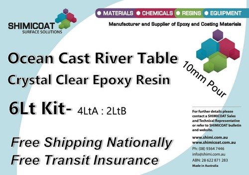 Ocean Cast River Table PourOn CRYSTAL CLEAR EPOXY RESIN 2A:1B EasyCast DIY Kit - Picture 32 of 34