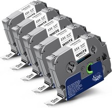 5PK Label Maker Tape 12mm Laminated for Brother P-Touch TZ-231 TZe-231 PT-D210