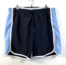 Speedo Board Shorts Men Sz L Blue Elastic Waist Drawstring Mesh Lined Swim Trunk