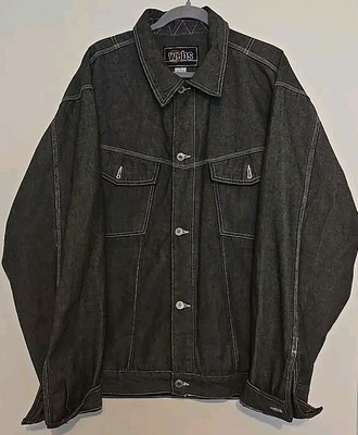 NWOT Webs Mens Denim Jacket Vintage Jean Button Up Dark Gray Size XL 