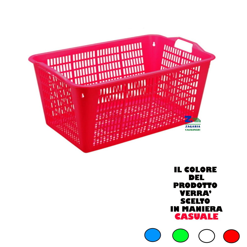 CESTA TRAFORATA MULTIUSO COLAPOMODORI IN PLASTICA ALIMENTARE CM 59X38X28 H