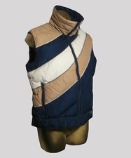 VTG 70s HIPSTER SKITIQUE PUFFER SKI VEST BLUE, BEIGE, CREAM COLOR WOMEN SZ: SM
