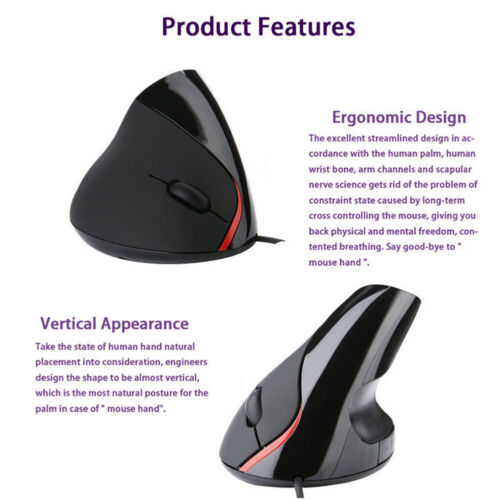 5D Wired Vertical Optical Mouse Ergonomic Wrist Healing USB Mouse 1000DPI - Picture 18 of 28