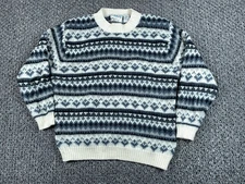 VTG Hand Loomed Mohair Wool Sweater Women's XL Ivory Fair Isle Knit Le Moda
