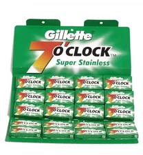 100PC Gillette 7 O'Clock Super Stainless Double Edge Blades (Green Pack) Russia