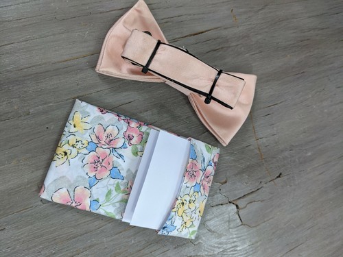 Corbata de melocotón y bolsillo floral cuadrado nuevo formal rosa claro - pasteles de Pascua - Imagen 2 de 4