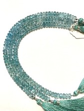 Natural Blue Green Apatite Gemstone Rondelle Faceted Beads 6.5 - 7mm 8 Strand