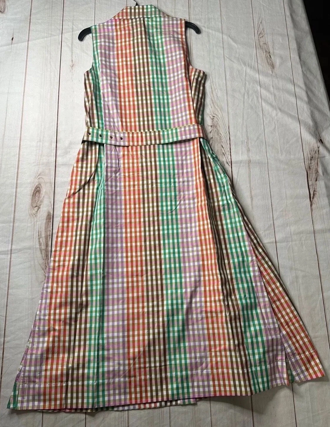 Abito Camicia Kate Spade New York Multi M Arcobaleno Plaid Cotone Cintura Bottoni Frontali