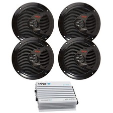 Pyle 4-Channel Waterproof Bluetooth Amplifier, 4x 6.5" 150W Dual Cone Speaker