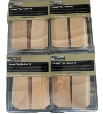 4 Pack UBS L-Bracket Post Newel Kit 3-1/4'' Hemlock Zinc Plated Unfinished Fasten