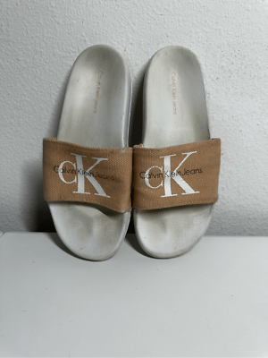 CALVIN KLEIN Slip On Sliders Flip Flop Sandals Women's Size 8 Pink Canvas |  eBay
